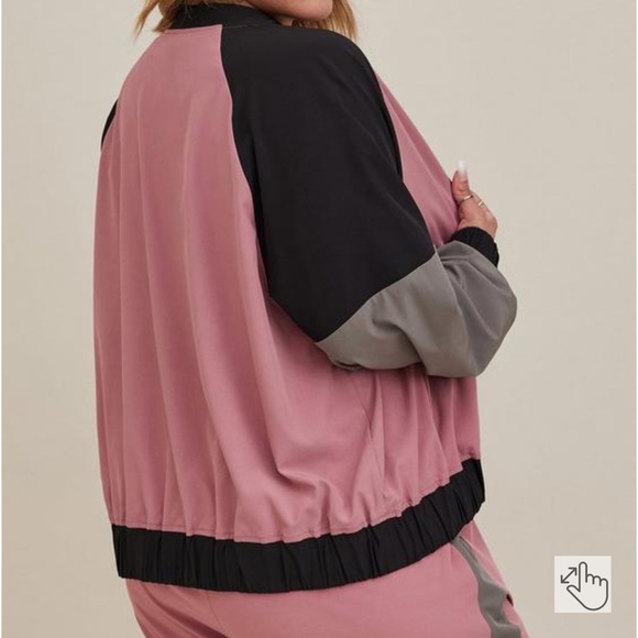 Torrid LoveSick Color Block Bomber - Stretch Woven Mauve Wash Size 2 - Picture 3 of 9